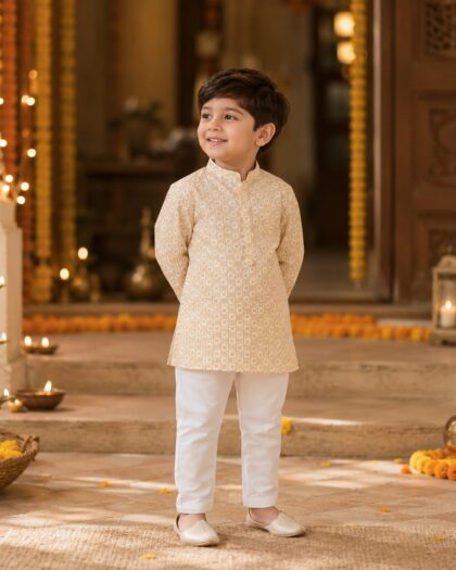 Golden Charm Kids Kurta Set