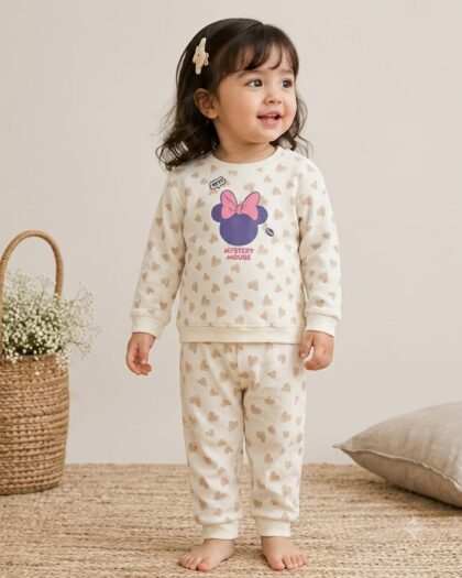 Girls Heart Print Bow Co-Ord Set