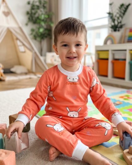 Toddler Cute Rabbit Long Sleeve Pajama Set (Top & Trousers)